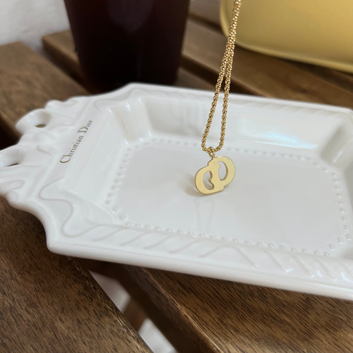 Vintage Dior Textured CD Necklace