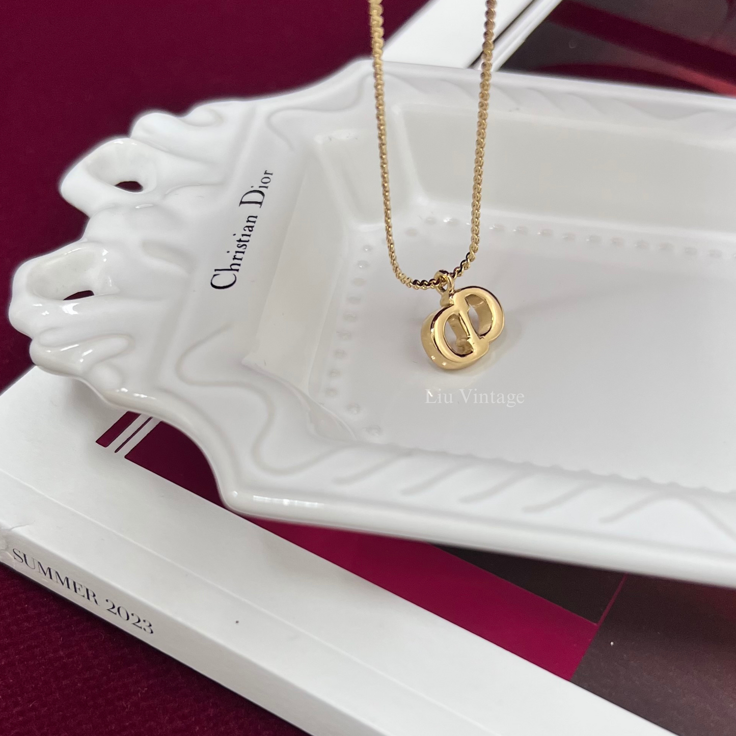 Vintage Dior Crystal CD Necklace