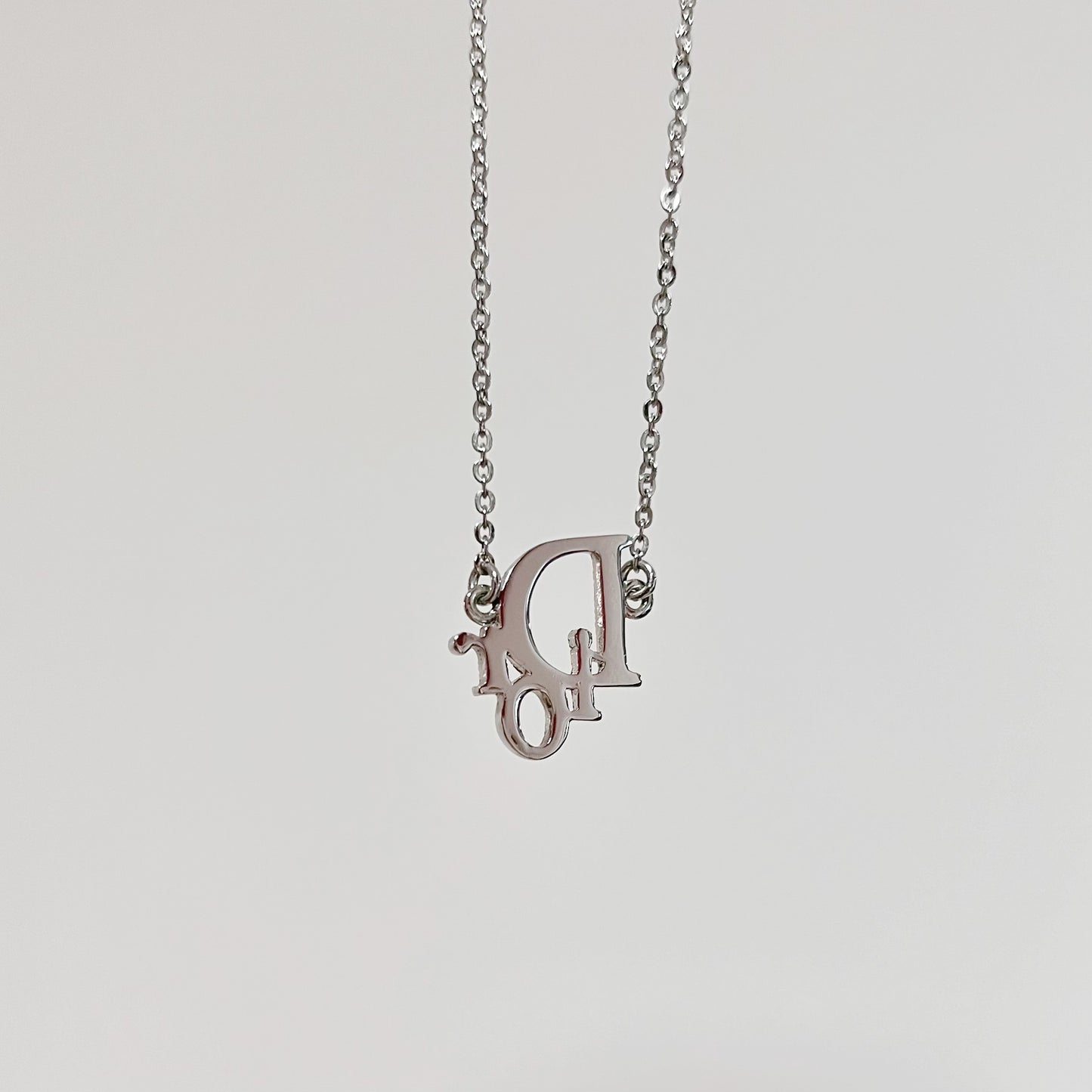 Vintage Dior Crystal Logo Necklace