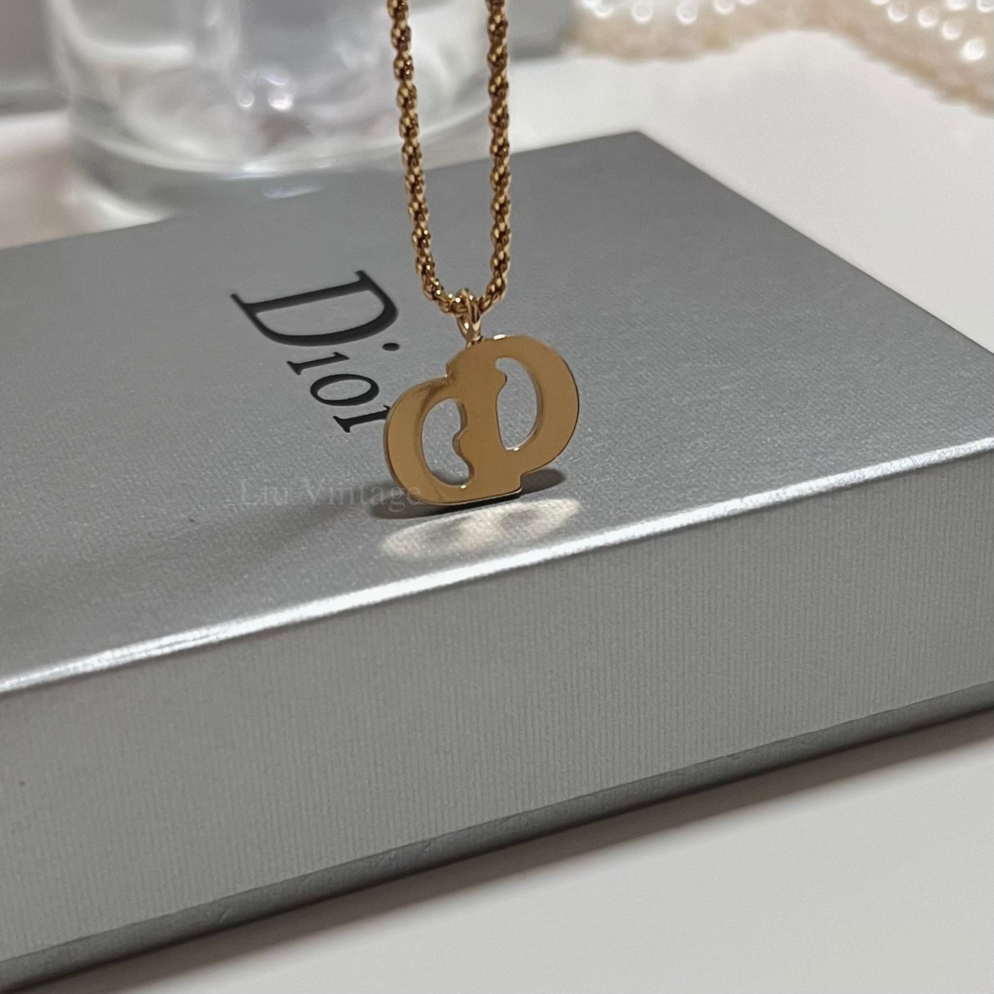 Vintage Dior Textured CD Necklace