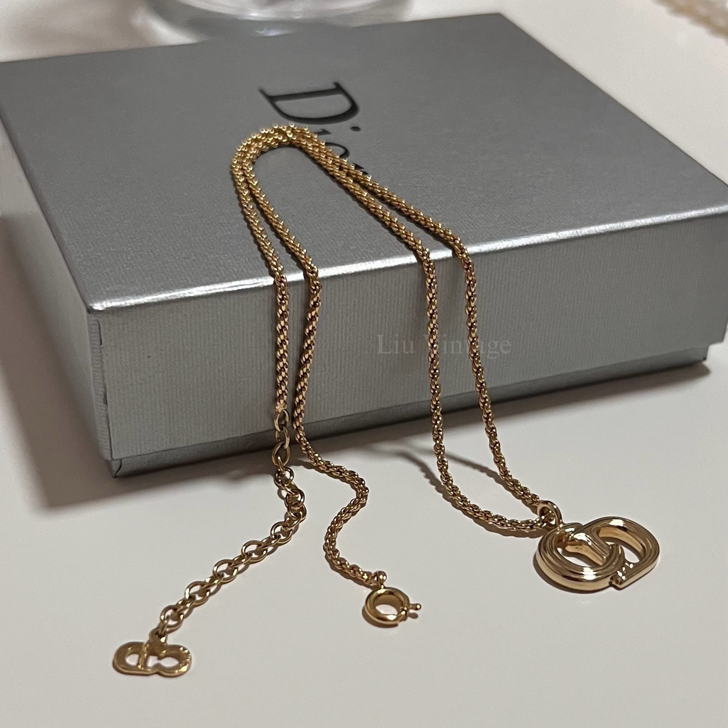 Vintage Dior Textured CD Necklace
