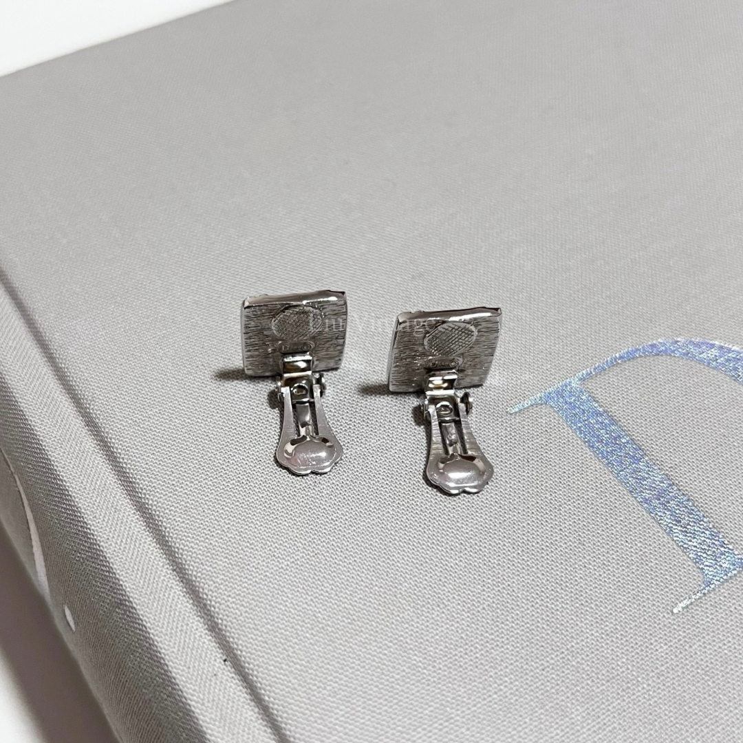 Vintage Dior Oblique Clip On Earrings