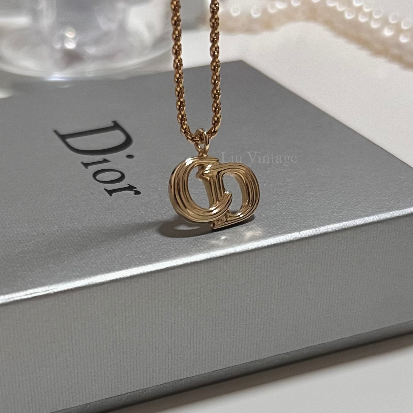 Vintage Dior Textured CD Necklace