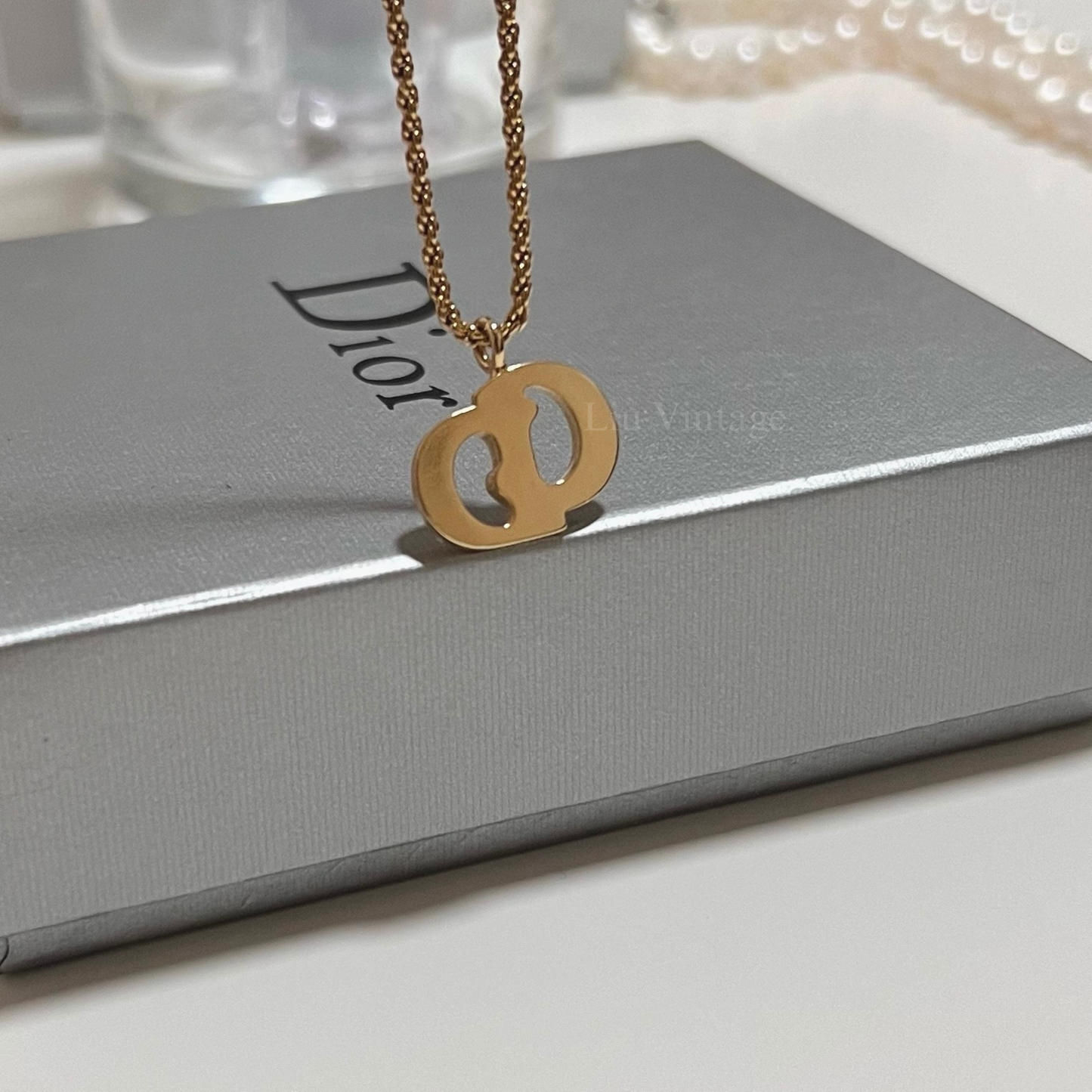 Vintage Dior Textured CD Necklace