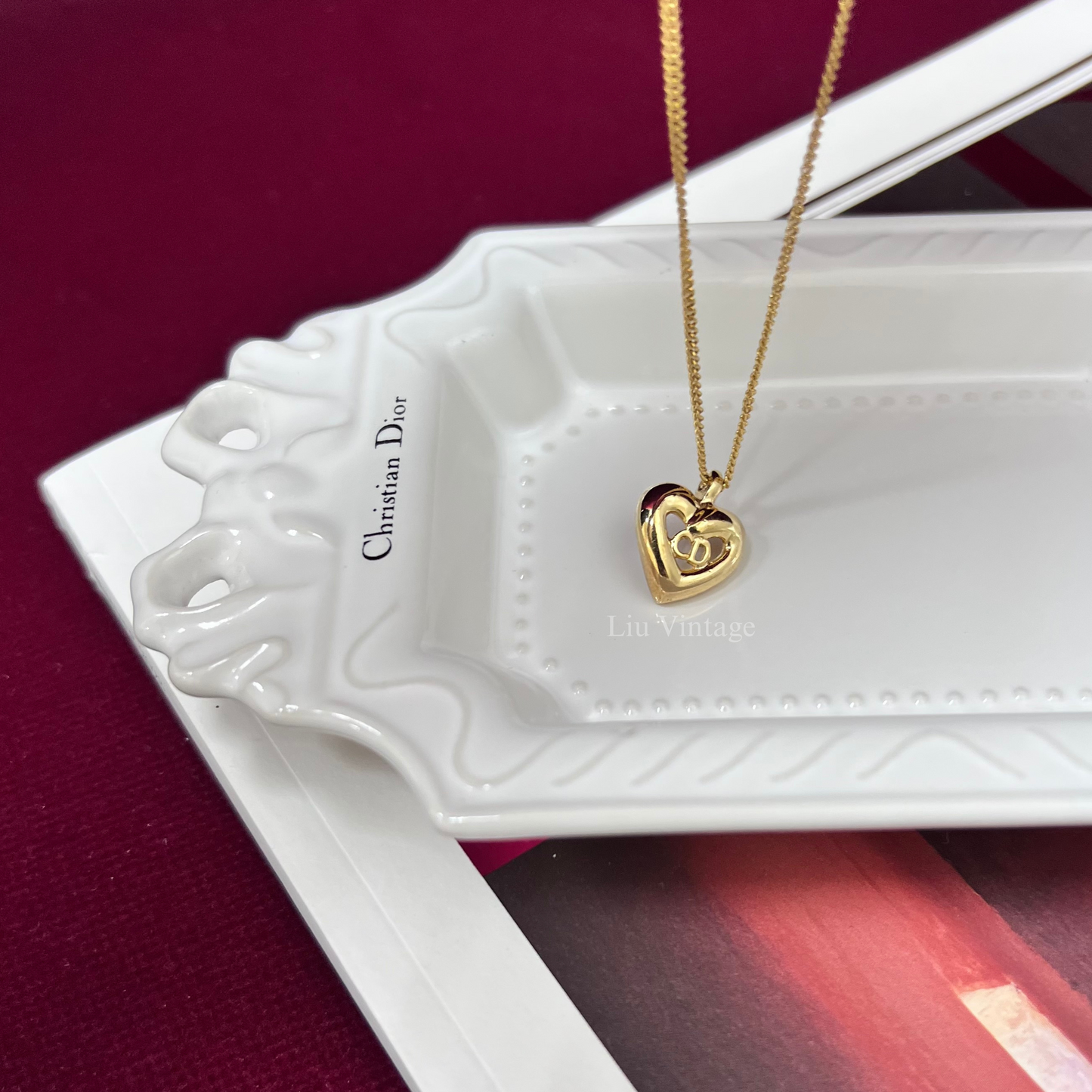 Vintage Dior Heart CD Cutout Necklace