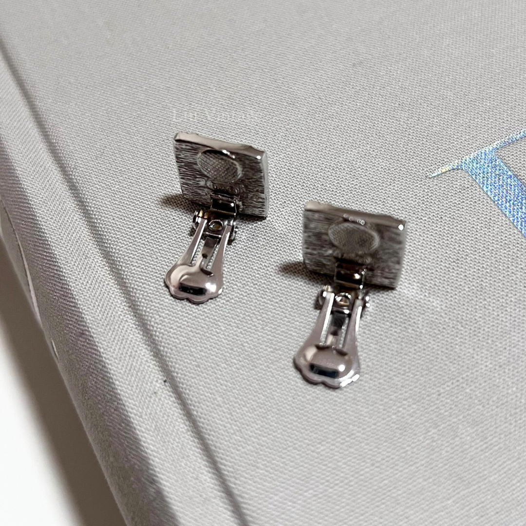 Vintage Dior Oblique Clip On Earrings