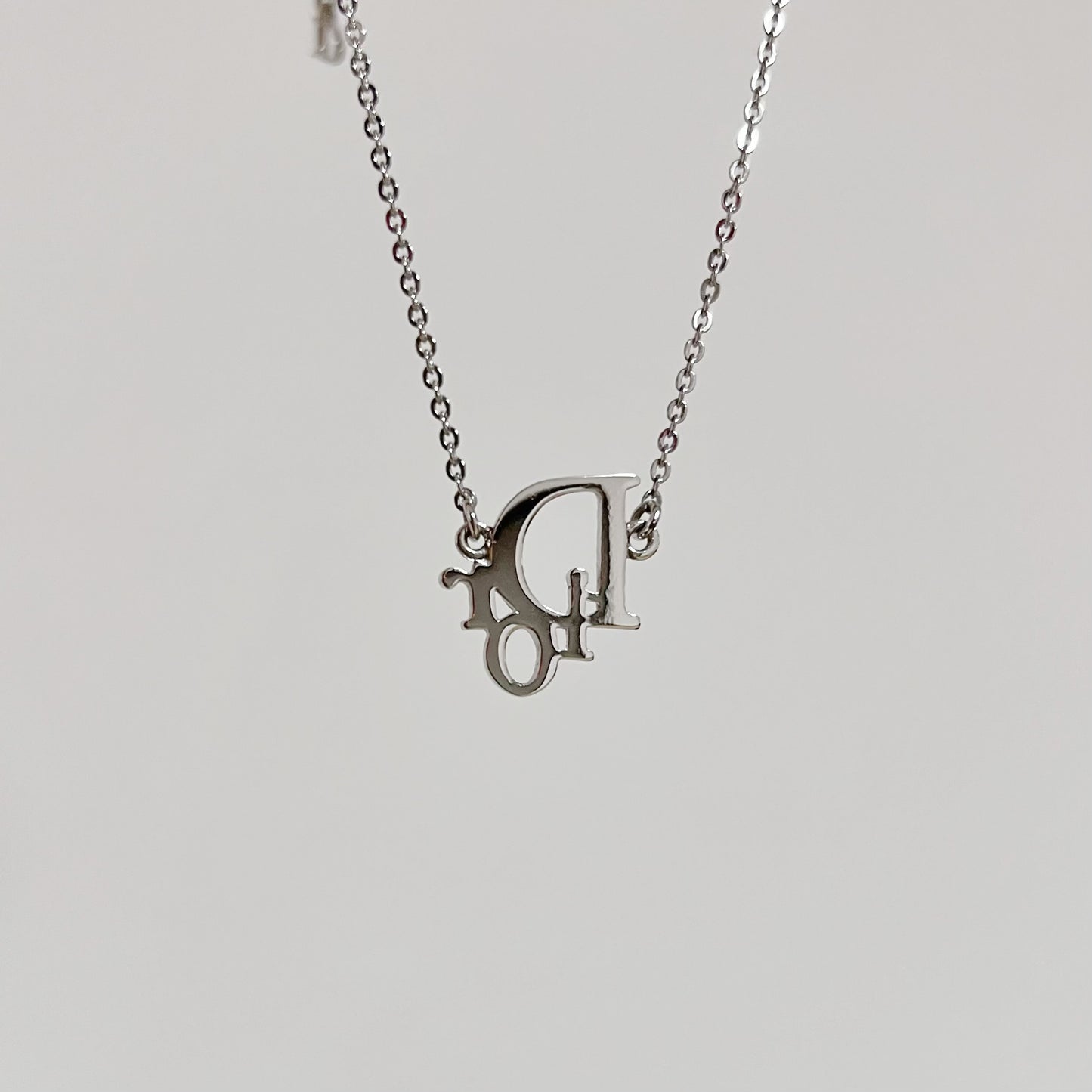 Vintage Dior Crystal Logo Necklace