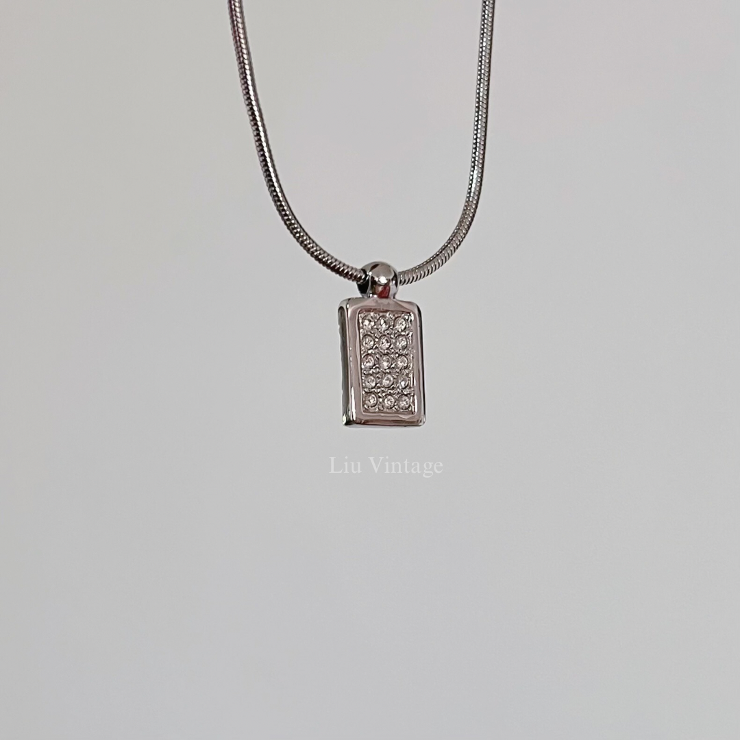 Vintage Dior 2 Way Oblique Tag Necklace