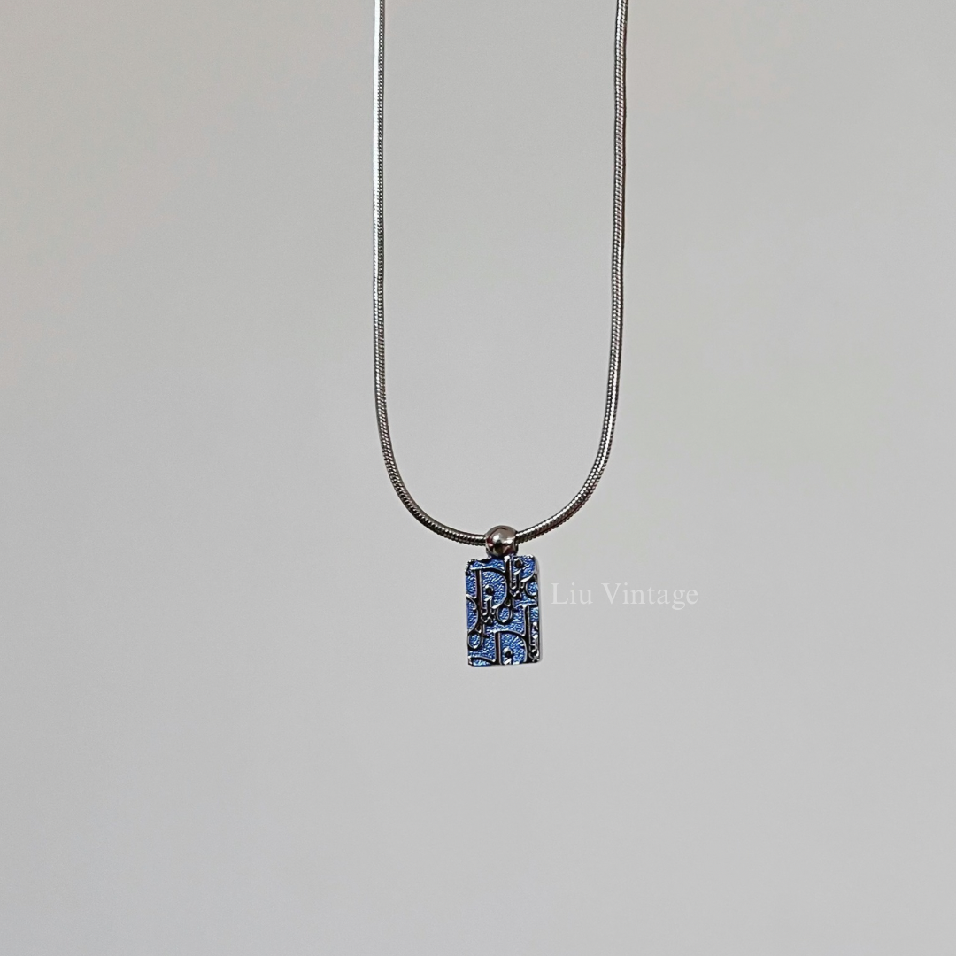 Vintage Dior 2 Way Oblique Tag Necklace