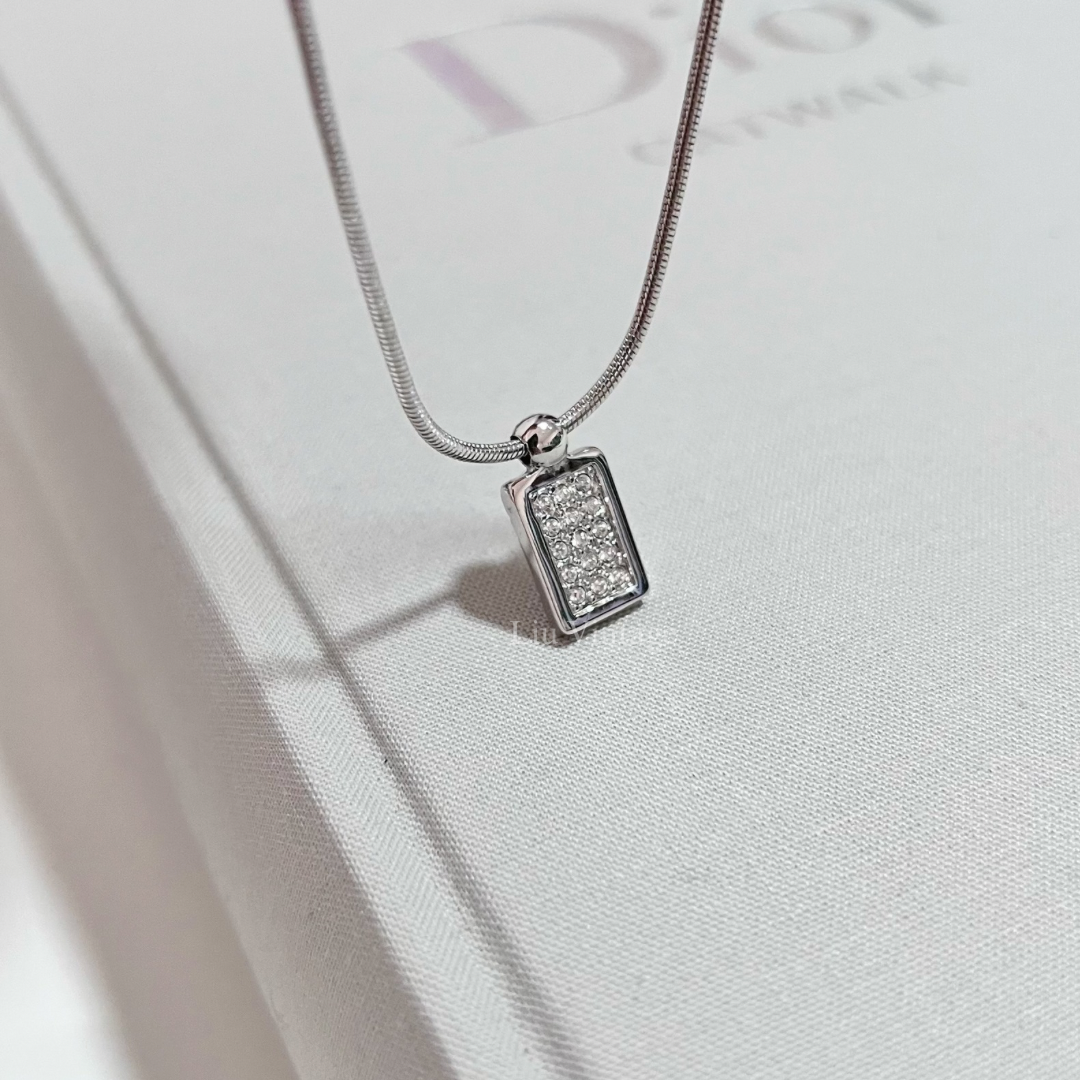 Vintage Dior 2 Way Oblique Tag Necklace