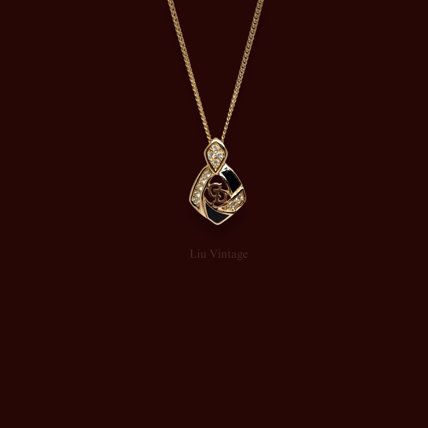 Vintage Dior Black x Gold Color Necklace