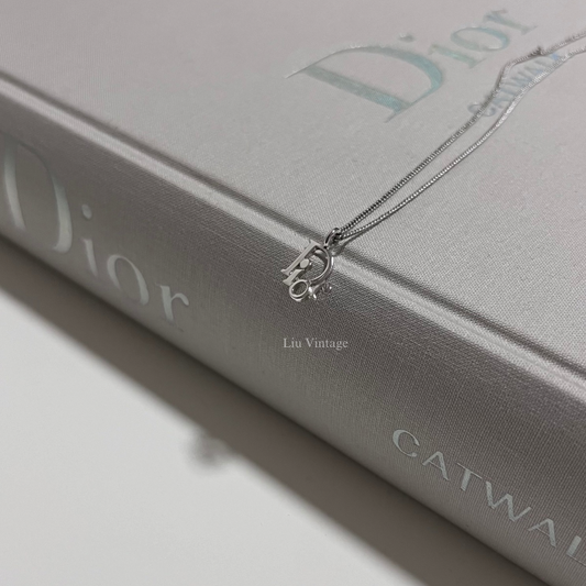 Vintage Dior Logo Necklace (silver color)