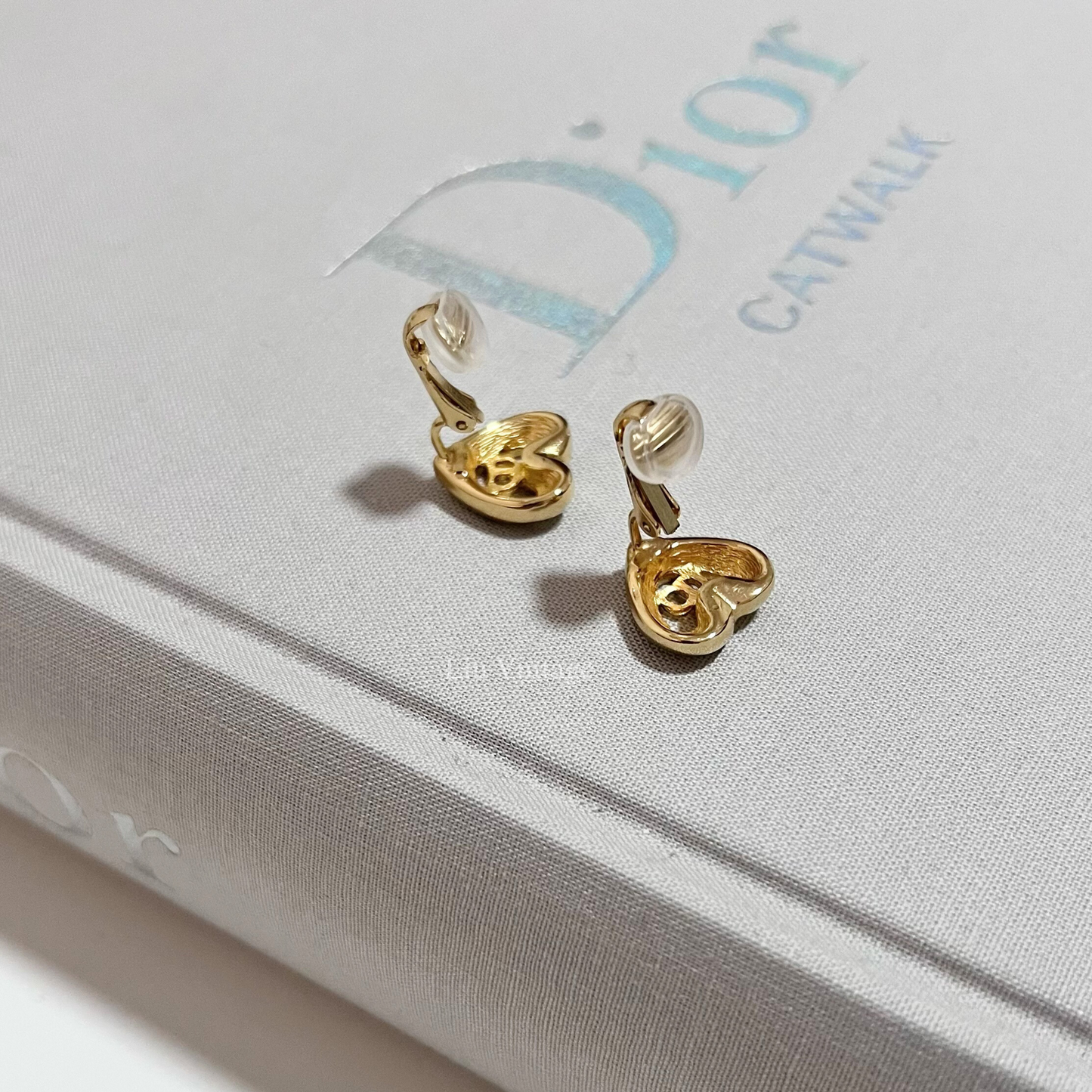 Vintage Dior Heart Clip On Earrings (with crystals)