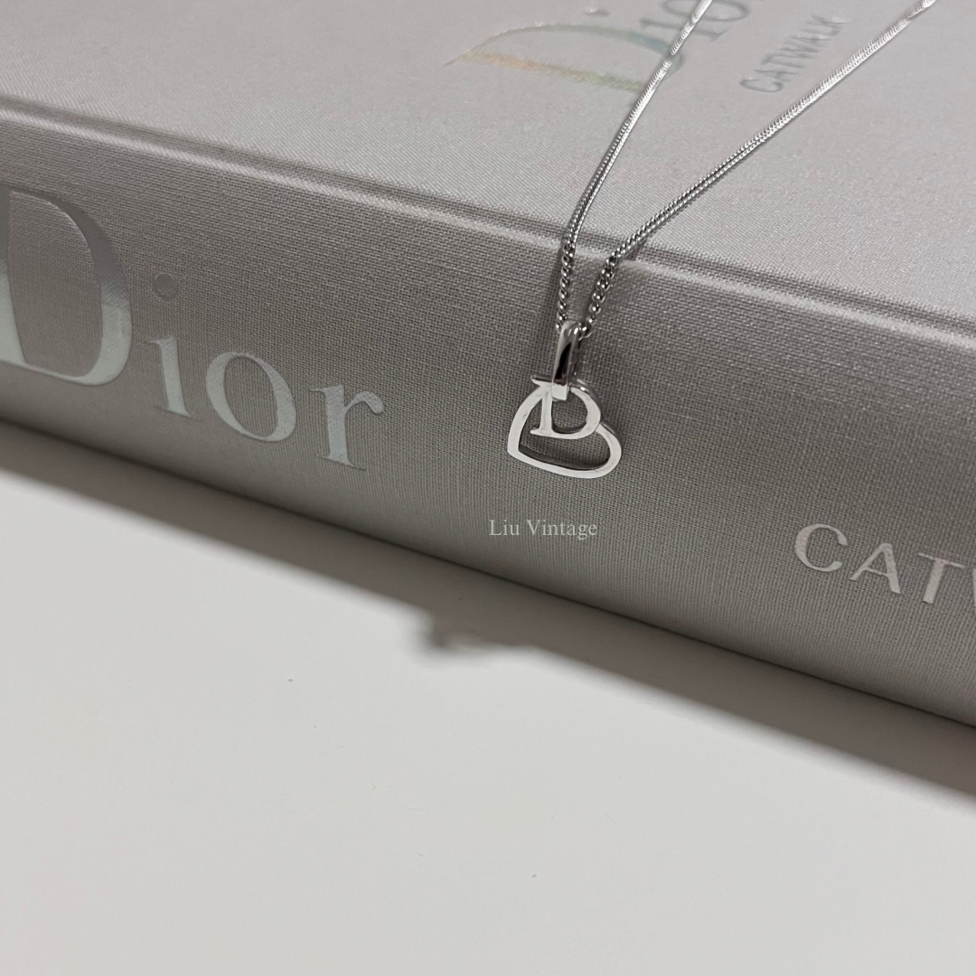 Vintage Dior D + Heart Necklace