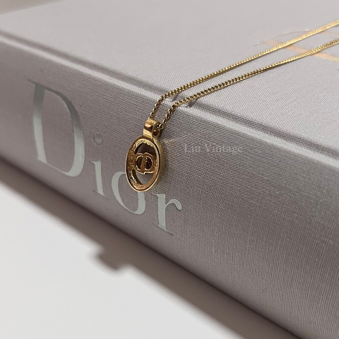 Vintage Dior Oval CD Necklace