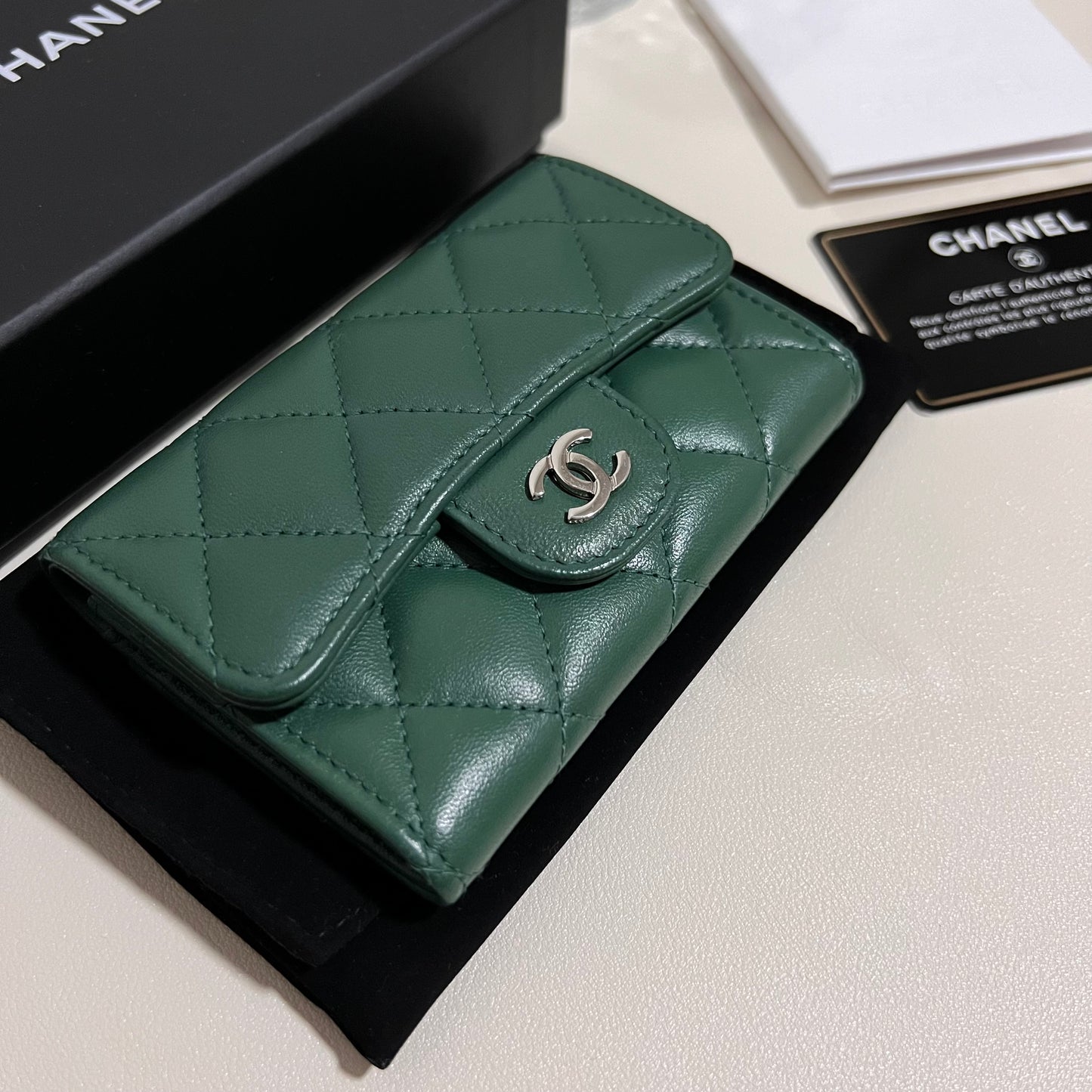 Chanel Flap Cardholder in Lambskin Silver Hardware