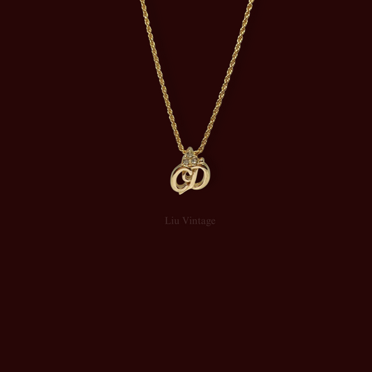 Vintage Dior Cursive CD Necklace
