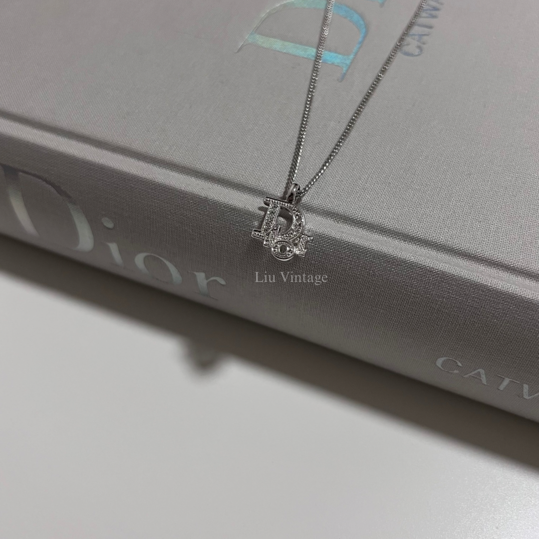 Vintage Dior Logo Necklace (with crystals)