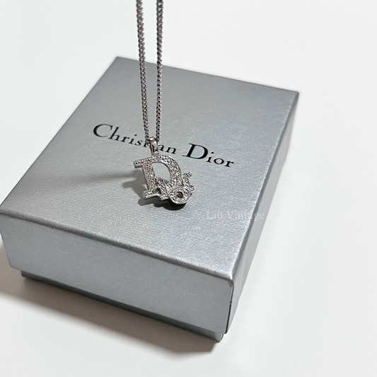 Vintage Dior Logo Necklace (with crystals)