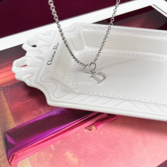 Vintage Dior D Heart Necklace