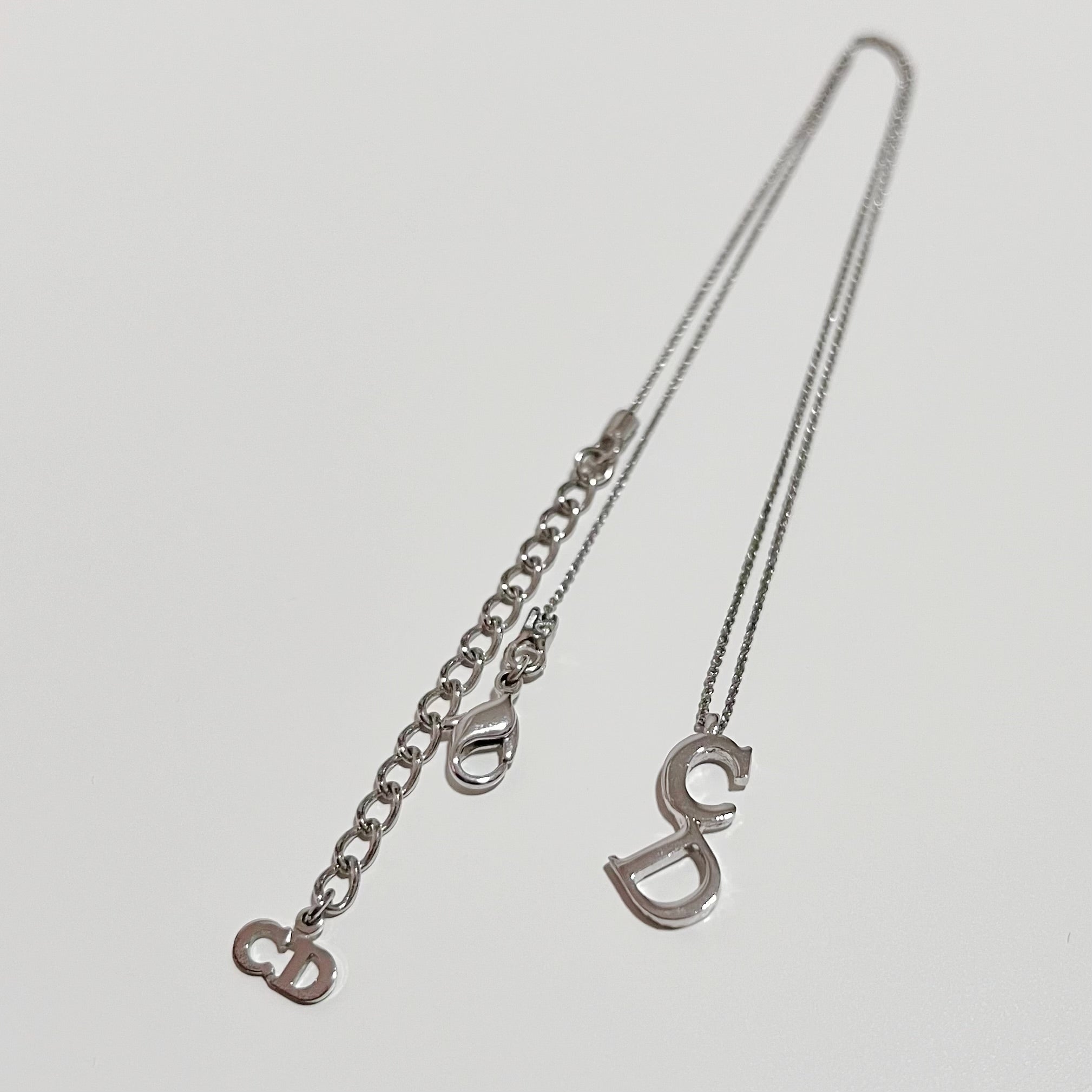 アクセサリー Vintage Christian Dior Silver Necklace DIOR Oblique Necklace Silver Rhinestone Vintage Authentic