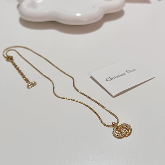 Vintage Dior Crystal CD Necklace