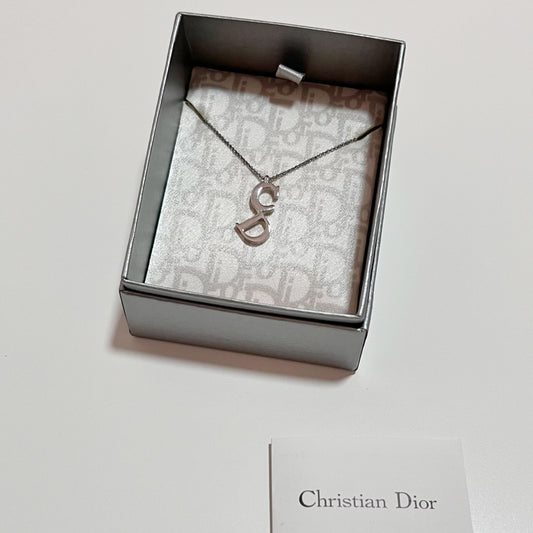 Vintage Dior CD Necklace in silver color
