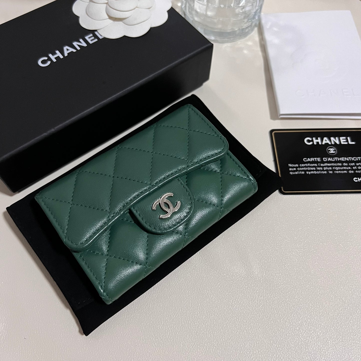 Chanel Flap Cardholder in Lambskin Silver Hardware