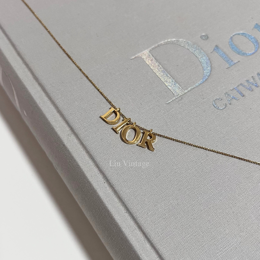 Vintage Dior Spellout Necklace (gold color)