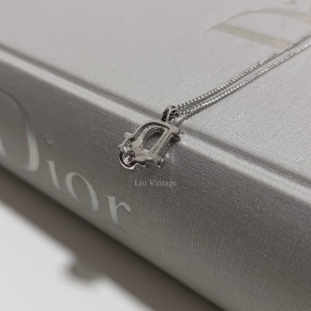 Vintage Dior Logo Necklace (with crystals)