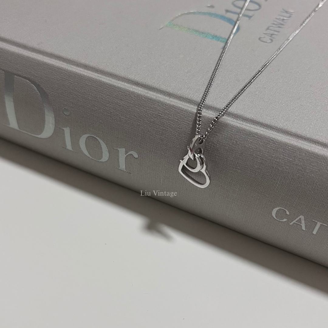 Vintage Dior D + Heart Necklace