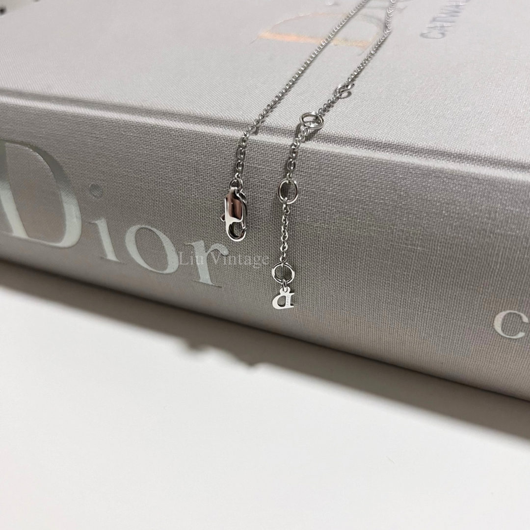 Vintage Dior Crystal Logo Necklace