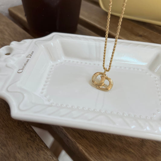 Vintage Dior Textured CD Necklace