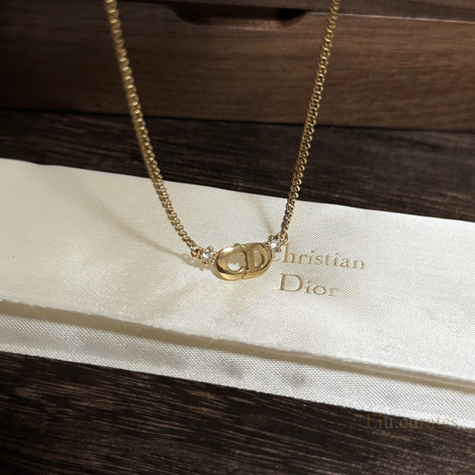 Vintage Dior CD Necklace with rhinestones