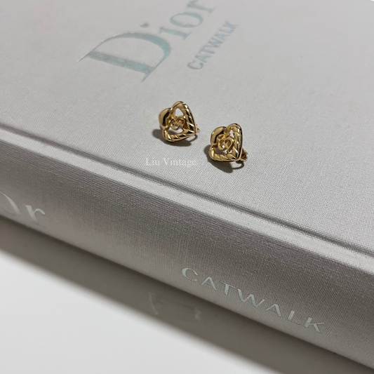 Vintage Dior Heart Clip On Earrings