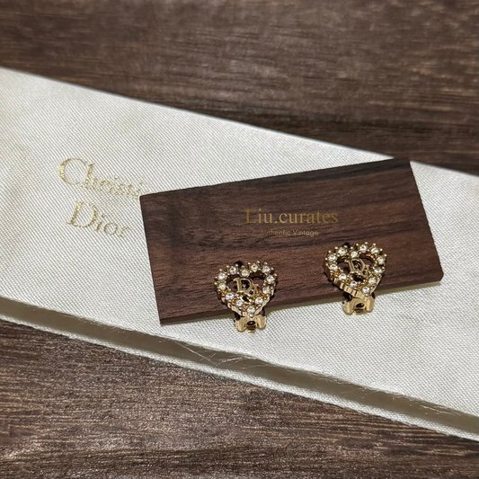 Vintage Dior Clip On Earrings (Heart #2)