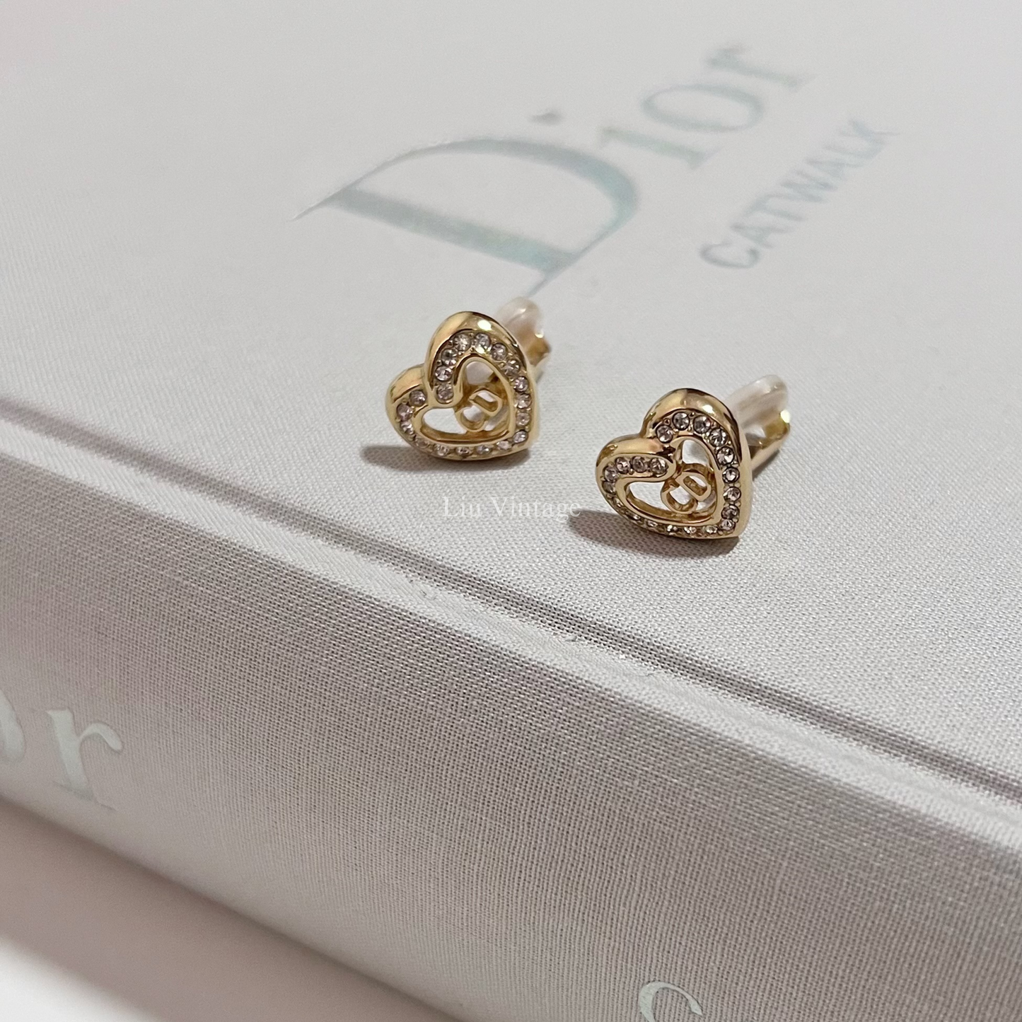 Vintage Dior Heart Clip On Earrings (with crystals)