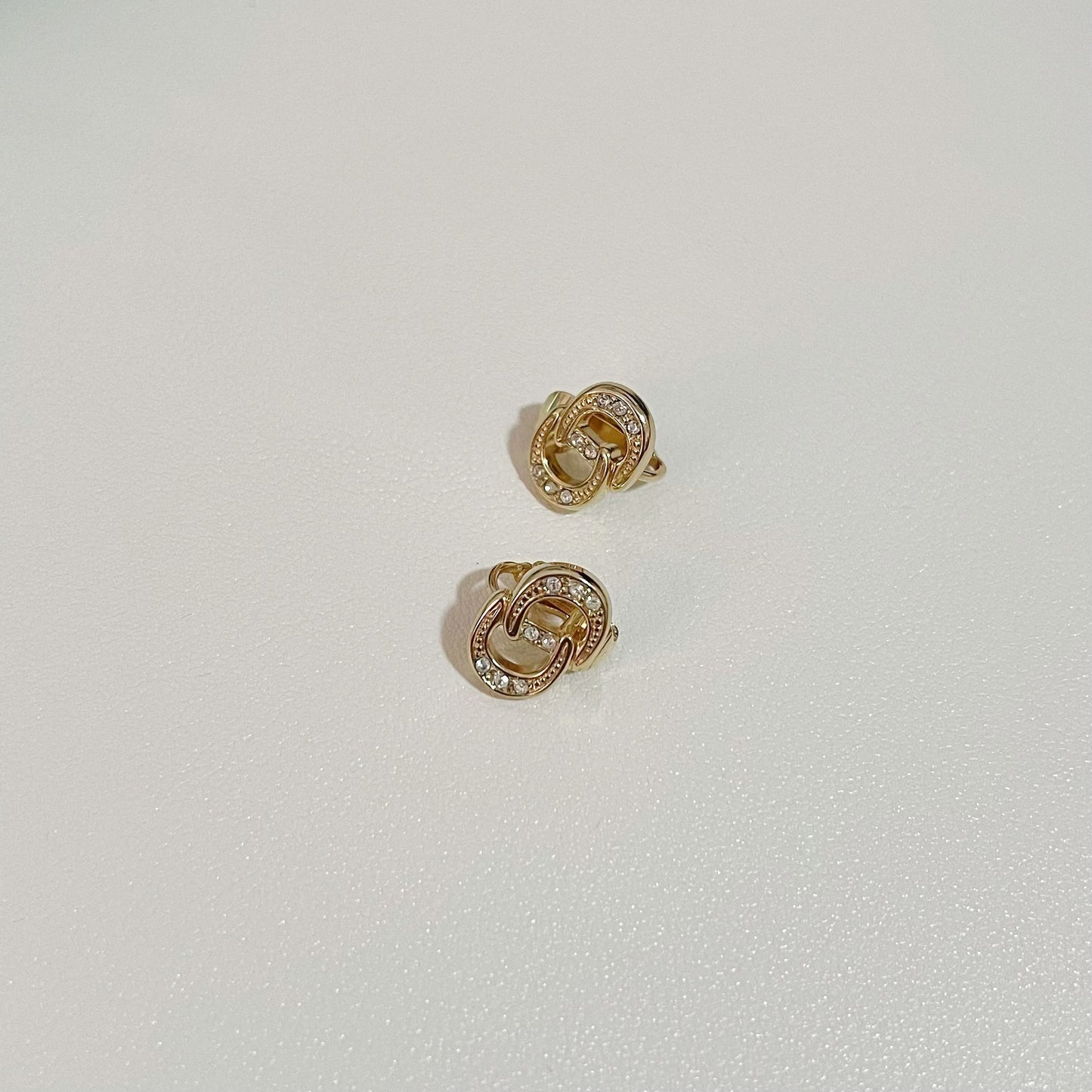 Vintage Dior Crystal CD Clip On Earrings