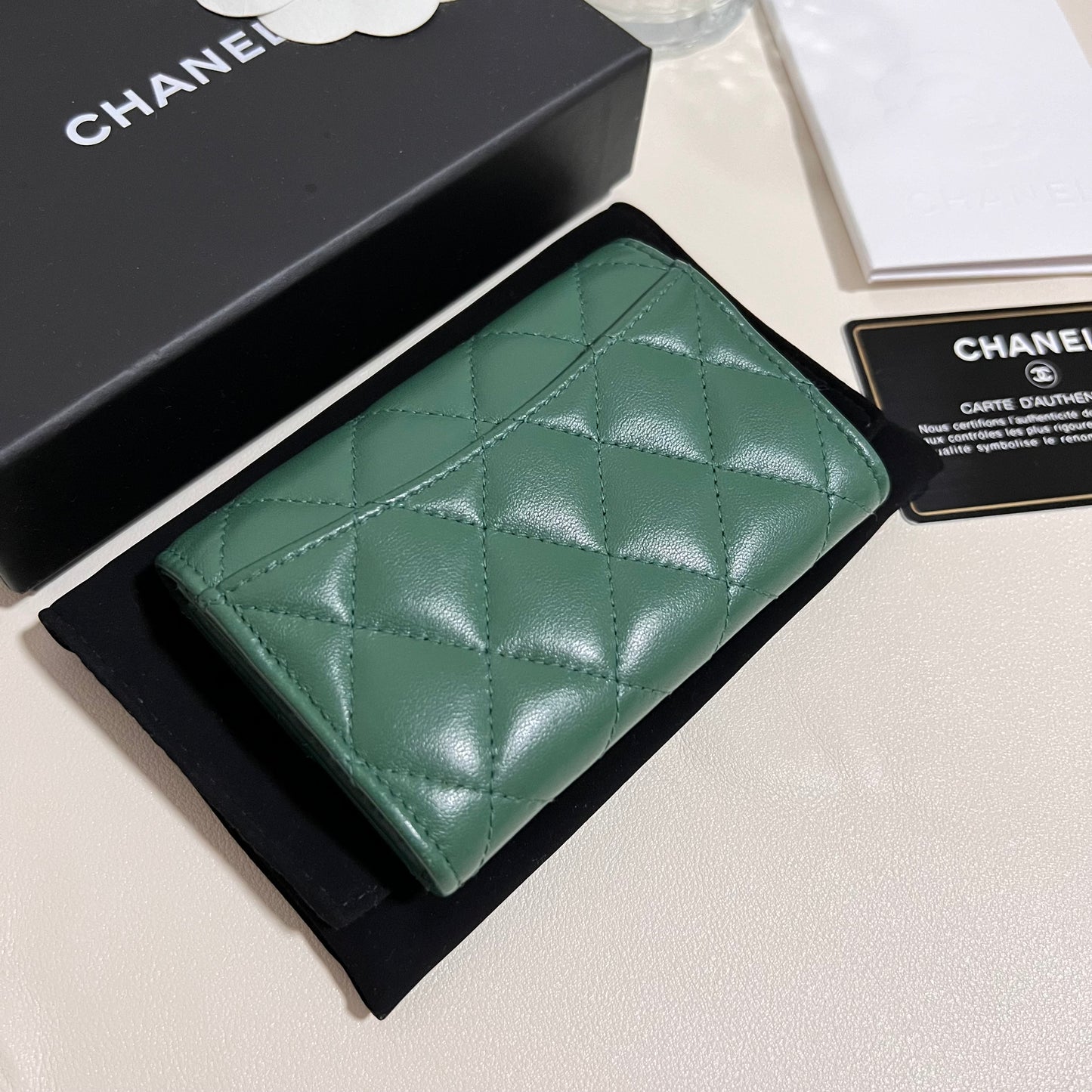 Chanel Flap Cardholder in Lambskin Silver Hardware