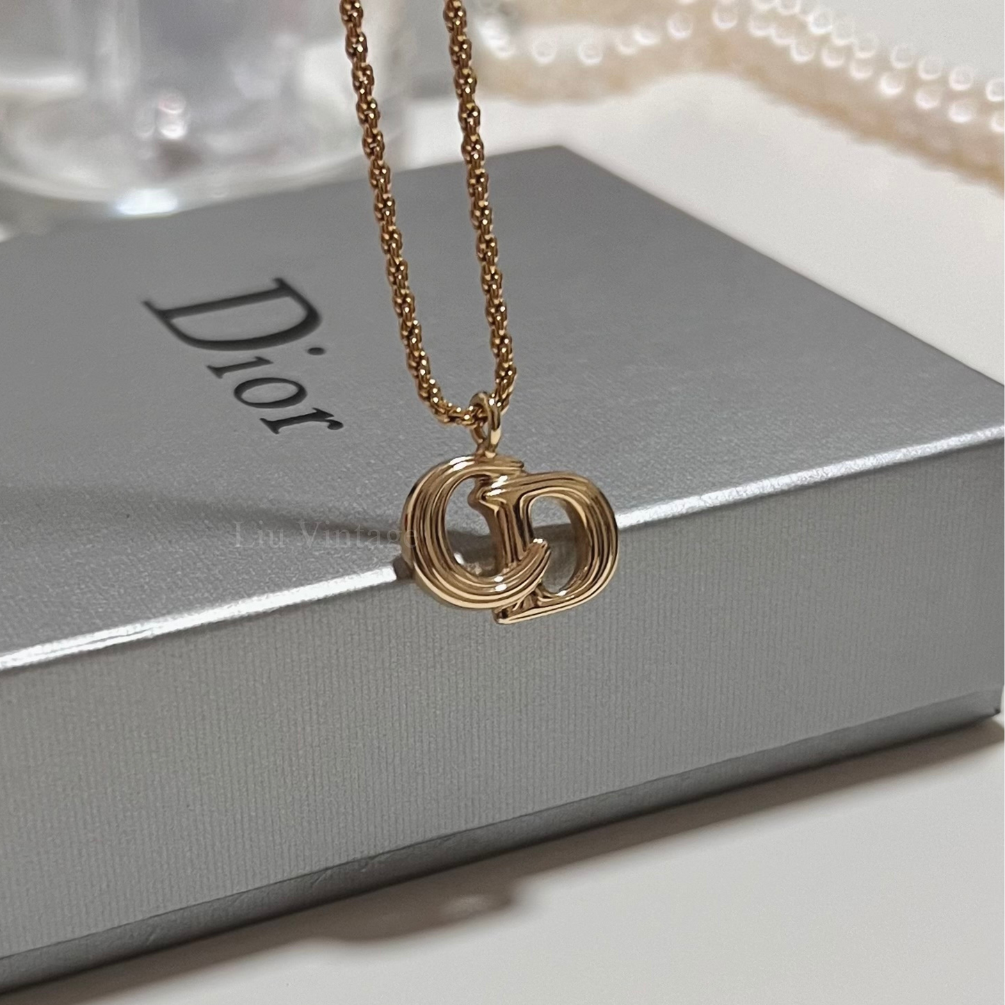 Vintage Dior Textured CD Necklace